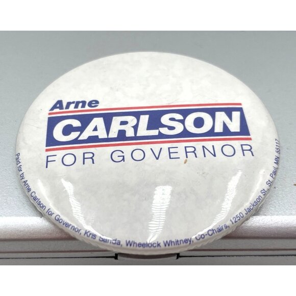 Arne Carlson For Governor Campaign Button Pin Badge Vintage 1991 - Picture 4 of 4